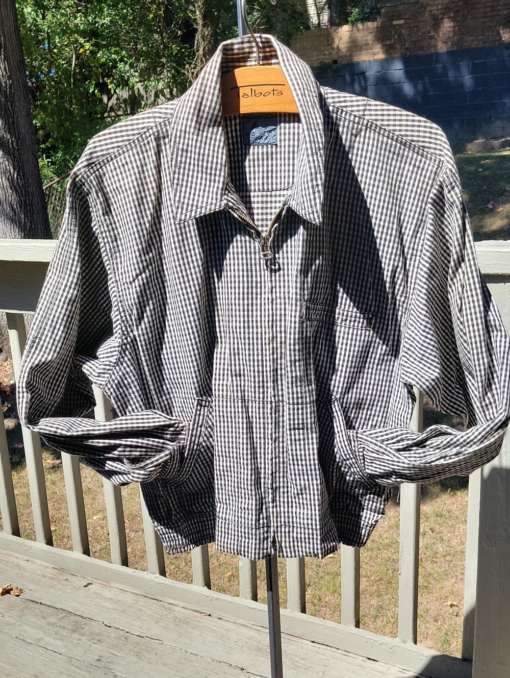 Men's Black & White Checked Zip Jacket by (unknown)